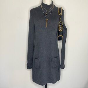 Grey turtleneck sweater dress